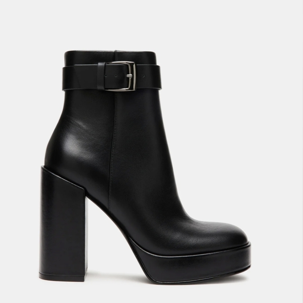Steve Madden ZIVA Black Genuine Leather Boots